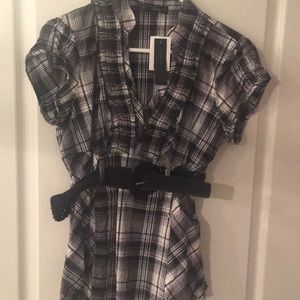 Formal black and white pattern top